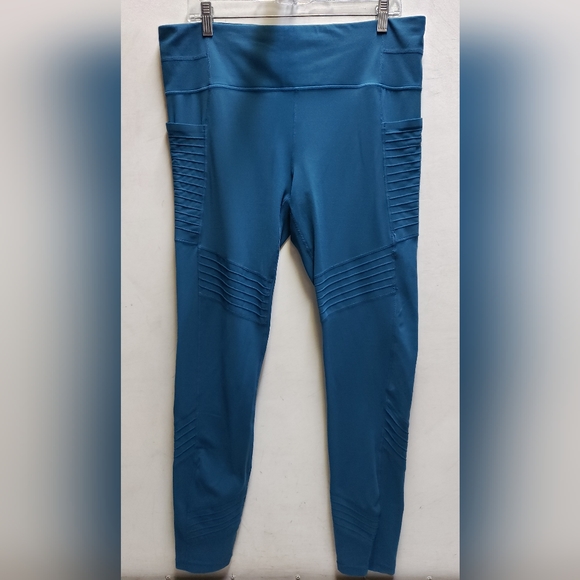 Athleta womens XLT teal leggings with pockets athletic athleisu workout gym wear - Picture 2 of 10
